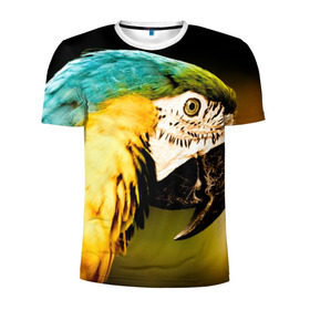 Мужская футболка 3D спортивная с принтом Попугай в Санкт-Петербурге, 100% полиэстер с улучшенными характеристиками | приталенный силуэт, круглая горловина, широкие плечи, сужается к линии бедра | Тематика изображения на принте: двое | классный | клюв | красивый | крылья | попугай | попугайчик | птица | птичка | радужный