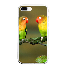 Чехол для iPhone 7Plus/8 Plus матовый с принтом Попугаи в Санкт-Петербурге, Силикон | Область печати: задняя сторона чехла, без боковых панелей | двое | классный | клюв | красивый | крылья | попугай | попугайчик | птица | птичка | радужный