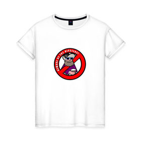 Женская футболка хлопок с принтом Скажи нет хипстерам в Санкт-Петербурге, 100% хлопок | прямой крой, круглый вырез горловины, длина до линии бедер, слегка спущенное плечо | 