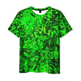 Мужская футболка 3D с принтом Зелёные разводы в Санкт-Петербурге, 100% полиэфир | прямой крой, круглый вырез горловины, длина до линии бедер | Тематика изображения на принте: 