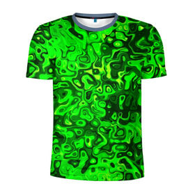 Мужская футболка 3D спортивная с принтом Зелёные разводы в Санкт-Петербурге, 100% полиэстер с улучшенными характеристиками | приталенный силуэт, круглая горловина, широкие плечи, сужается к линии бедра | 