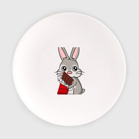 Тарелка с принтом Любитель шоколада в Санкт-Петербурге, фарфор | диаметр - 210 мм
диаметр для нанесения принта - 120 мм | животные | заяц | кролик | пасха | шоколад | юмор