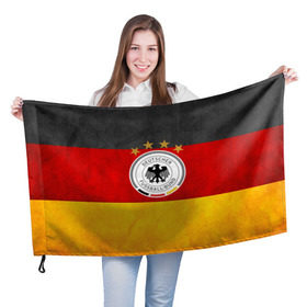 Флаг 3D с принтом Сборная Германии в Санкт-Петербурге, 100% полиэстер | плотность ткани — 95 г/м2, размер — 67 х 109 см. Принт наносится с одной стороны | germany | германия | футбольная форма
