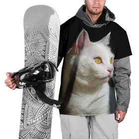 Накидка на куртку 3D с принтом Белая и пушистая в Санкт-Петербурге, 100% полиэстер |  | Тематика изображения на принте: белый | взгляд | глаза | киска | кот | котёнок | кошка | пушистый