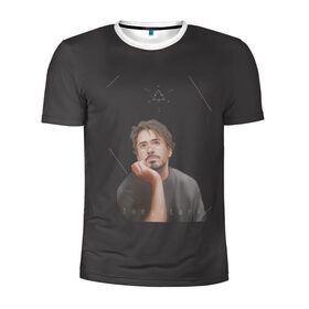 Мужская футболка 3D спортивная с принтом Tony Stark в Санкт-Петербурге, 100% полиэстер с улучшенными характеристиками | приталенный силуэт, круглая горловина, широкие плечи, сужается к линии бедра | младший | роберт