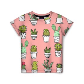 Детская футболка 3D с принтом cactus в Санкт-Петербурге, 100% гипоаллергенный полиэфир | прямой крой, круглый вырез горловины, длина до линии бедер, чуть спущенное плечо, ткань немного тянется | cactus | tmblr | tubmler | кактус
