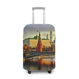 Чехол для чемодана 3D с принтом Москва река в Санкт-Петербурге, 86% полиэфир, 14% спандекс | двустороннее нанесение принта, прорези для ручек и колес | kremlin | moscow | russia | город | кремль | москва | ночь | огни | река