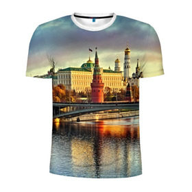 Мужская футболка 3D спортивная с принтом Москва река в Санкт-Петербурге, 100% полиэстер с улучшенными характеристиками | приталенный силуэт, круглая горловина, широкие плечи, сужается к линии бедра | kremlin | moscow | russia | город | кремль | москва | ночь | огни | река