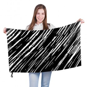 Флаг 3D с принтом Black&White stroke в Санкт-Петербурге, 100% полиэстер | плотность ткани — 95 г/м2, размер — 67 х 109 см. Принт наносится с одной стороны | 