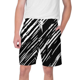Мужские шорты 3D с принтом Black&White stroke в Санкт-Петербурге,  полиэстер 100% | прямой крой, два кармана без застежек по бокам. Мягкая трикотажная резинка на поясе, внутри которой широкие завязки. Длина чуть выше колен | 