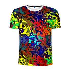 Мужская футболка 3D спортивная с принтом Разноцветные разводы в Санкт-Петербурге, 100% полиэстер с улучшенными характеристиками | приталенный силуэт, круглая горловина, широкие плечи, сужается к линии бедра | абстракция | краска | размытие