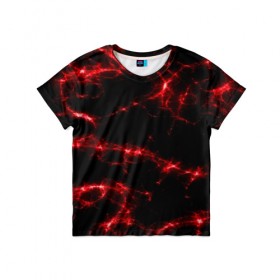 Детская футболка 3D с принтом Огненная абстракция в Санкт-Петербурге, 100% гипоаллергенный полиэфир | прямой крой, круглый вырез горловины, длина до линии бедер, чуть спущенное плечо, ткань немного тянется | абстракция | красный | огонь