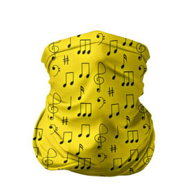 Бандана-труба 3D с принтом Ноты в Санкт-Петербурге, 100% полиэстер, ткань с особыми свойствами — Activecool | плотность 150‒180 г/м2; хорошо тянется, но сохраняет форму | желтый | музыка
