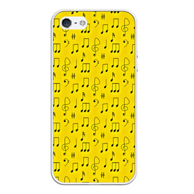 Чехол для iPhone 5/5S матовый с принтом Ноты в Санкт-Петербурге, Силикон | Область печати: задняя сторона чехла, без боковых панелей | желтый | музыка