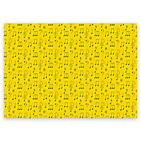 Поздравительная открытка с принтом Ноты в Санкт-Петербурге, 100% бумага | плотность бумаги 280 г/м2, матовая, на обратной стороне линовка и место для марки
 | Тематика изображения на принте: желтый | музыка