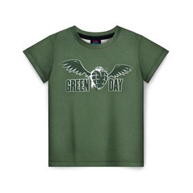 Детская футболка 3D с принтом Green Day 5 в Санкт-Петербурге, 100% гипоаллергенный полиэфир | прямой крой, круглый вырез горловины, длина до линии бедер, чуть спущенное плечо, ткань немного тянется | Тематика изображения на принте: american idiot | green day | грин дей | грин дэй