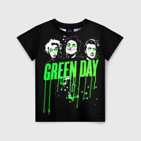 Детская футболка 3D с принтом Green Day 4 в Санкт-Петербурге, 100% гипоаллергенный полиэфир | прямой крой, круглый вырез горловины, длина до линии бедер, чуть спущенное плечо, ткань немного тянется | american idiot | green day | грин дей | грин дэй