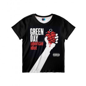 Детская футболка 3D с принтом Green Day 3 в Санкт-Петербурге, 100% гипоаллергенный полиэфир | прямой крой, круглый вырез горловины, длина до линии бедер, чуть спущенное плечо, ткань немного тянется | american idiot | green day | грин дей | грин дэй