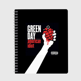 Тетрадь с принтом Green Day 3 в Санкт-Петербурге, 100% бумага | 48 листов, плотность листов — 60 г/м2, плотность картонной обложки — 250 г/м2. Листы скреплены сбоку удобной пружинной спиралью. Уголки страниц и обложки скругленные. Цвет линий — светло-серый
 | american idiot | green day | грин дей | грин дэй