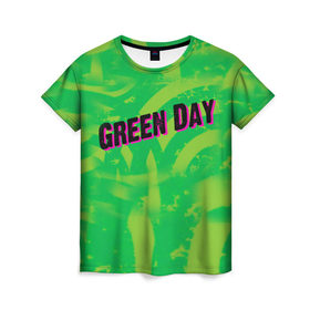 Женская футболка 3D с принтом Green Day 1 в Санкт-Петербурге, 100% полиэфир ( синтетическое хлопкоподобное полотно) | прямой крой, круглый вырез горловины, длина до линии бедер | american idiot | green day | грин дей | грин дэй