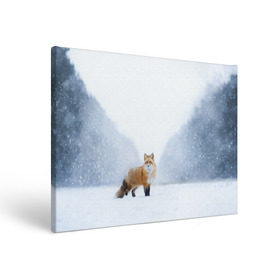 Холст прямоугольный с принтом лесная красотка в Санкт-Петербурге, 100% ПВХ |  | Тематика изображения на принте: зима | лес | лиса | рыжая | снег | тайга