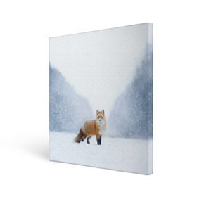 Холст квадратный с принтом лесная красотка в Санкт-Петербурге, 100% ПВХ |  | Тематика изображения на принте: зима | лес | лиса | рыжая | снег | тайга