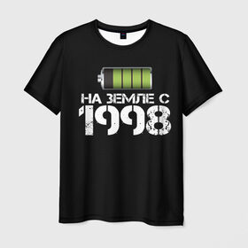 Мужская футболка 3D с принтом На земле с 1998 в Санкт-Петербурге, 100% полиэфир | прямой крой, круглый вырез горловины, длина до линии бедер | Тематика изображения на принте: 