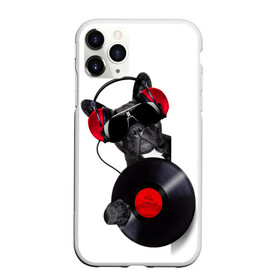 Чехол для iPhone 11 Pro матовый с принтом собака-меломан в Санкт-Петербурге, Силикон |  | бульдог | красный | музыка | наушники | очки | пластинка | собака | черный