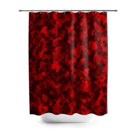 Штора 3D для ванной с принтом Красный камуфляж в Санкт-Петербурге, 100% полиэстер | плотность материала — 100 г/м2. Стандартный размер — 146 см х 180 см. По верхнему краю — пластиковые люверсы для креплений. В комплекте 10 пластиковых колец | милитари