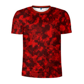 Мужская футболка 3D спортивная с принтом Красный камуфляж в Санкт-Петербурге, 100% полиэстер с улучшенными характеристиками | приталенный силуэт, круглая горловина, широкие плечи, сужается к линии бедра | милитари
