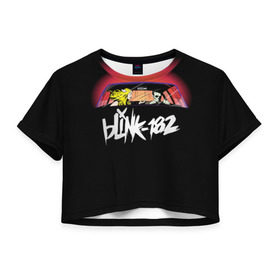 Женская футболка 3D укороченная с принтом Blink-182 в Санкт-Петербурге, 100% полиэстер | круглая горловина, длина футболки до линии талии, рукава с отворотами | blink | california | pop | punk | rock | группа | калифорния | панк | рок