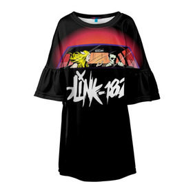 Детское платье 3D с принтом Blink-182 в Санкт-Петербурге, 100% полиэстер | прямой силуэт, чуть расширенный к низу. Круглая горловина, на рукавах — воланы | blink | california | pop | punk | rock | группа | калифорния | панк | рок