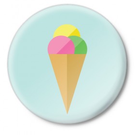 Значок с принтом POP в Санкт-Петербурге,  металл | круглая форма, металлическая застежка в виде булавки | food | ice cream | love | вкусно | еда | мороженое