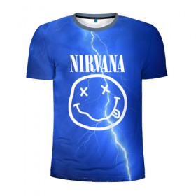 Мужская футболка 3D спортивная с принтом Nirvana в Санкт-Петербурге, 100% полиэстер с улучшенными характеристиками | приталенный силуэт, круглая горловина, широкие плечи, сужается к линии бедра | rok | нирвана | рок