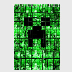 Скетчбук с принтом Minecraft в Санкт-Петербурге, 100% бумага
 | 48 листов, плотность листов — 100 г/м2, плотность картонной обложки — 250 г/м2. Листы скреплены сверху удобной пружинной спиралью | game | green | minecraft | игра | игрок | компьютерные игры | майнкрафт
