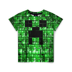 Детская футболка 3D с принтом Minecraft в Санкт-Петербурге, 100% гипоаллергенный полиэфир | прямой крой, круглый вырез горловины, длина до линии бедер, чуть спущенное плечо, ткань немного тянется | game | green | minecraft | игра | игрок | компьютерные игры | майнкрафт