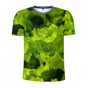 Мужская футболка 3D спортивная с принтом Зелень в Санкт-Петербурге, 100% полиэстер с улучшенными характеристиками | приталенный силуэт, круглая горловина, широкие плечи, сужается к линии бедра | веган | зеленый | зелень | лето | овощи | салат | солнце | фрукты