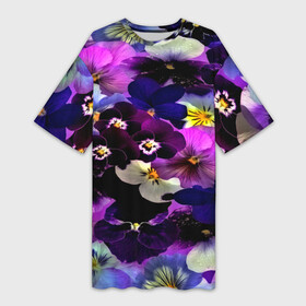 Платье-футболка 3D с принтом Flower Garden в Санкт-Петербурге,  |  | паттерн | разноцветный | цветы
