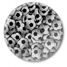 Значок с принтом Футбольный мяч в Санкт-Петербурге,  металл | круглая форма, металлическая застежка в виде булавки | паттерн | черно белый