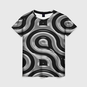 Женская футболка 3D с принтом Минимализм в Санкт-Петербурге, 100% полиэфир ( синтетическое хлопкоподобное полотно) | прямой крой, круглый вырез горловины, длина до линии бедер | линии | монохромный | узор