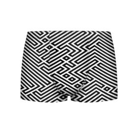 Мужские трусы 3D с принтом optical illusion в Санкт-Петербурге, 50% хлопок, 50% полиэстер | классическая посадка, на поясе мягкая тканевая резинка | геометрия | оптическая иллюзия | черно белый