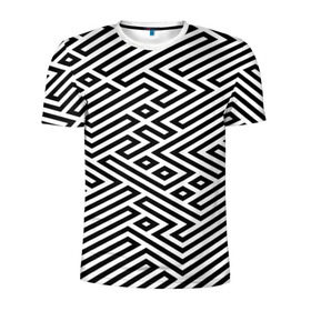 Мужская футболка 3D спортивная с принтом optical illusion в Санкт-Петербурге, 100% полиэстер с улучшенными характеристиками | приталенный силуэт, круглая горловина, широкие плечи, сужается к линии бедра | Тематика изображения на принте: геометрия | оптическая иллюзия | черно белый