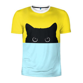Мужская футболка 3D спортивная с принтом Moon в Санкт-Петербурге, 100% полиэстер с улучшенными характеристиками | приталенный силуэт, круглая горловина, широкие плечи, сужается к линии бедра | 3d | cat | kitty | животные | иллюстрация | киса | кот | кот спрятался | котенок | котэ | кошка | минимализм | рисунок | цифровое искусство