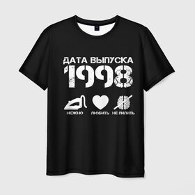 Мужская футболка 3D с принтом Дата выпуска 1998 в Санкт-Петербурге, 100% полиэфир | прямой крой, круглый вырез горловины, длина до линии бедер | 1998 | год рождения | дата выпуска