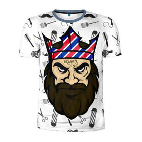 Мужская футболка 3D спортивная с принтом БАРБЕРКИНГ в Санкт-Петербурге, 100% полиэстер с улучшенными характеристиками | приталенный силуэт, круглая горловина, широкие плечи, сужается к линии бедра | barber | барбер | барберкинг | барбершоп | борода | король | корона