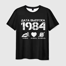 Мужская футболка 3D с принтом Дата выпуска 1984 в Санкт-Петербурге, 100% полиэфир | прямой крой, круглый вырез горловины, длина до линии бедер | Тематика изображения на принте: 