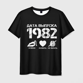 Мужская футболка 3D с принтом Дата выпуска 1982 в Санкт-Петербурге, 100% полиэфир | прямой крой, круглый вырез горловины, длина до линии бедер | 