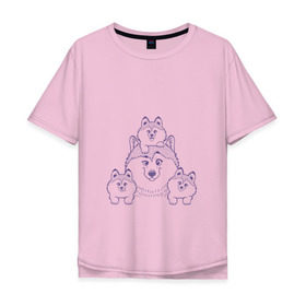 Мужская футболка хлопок Oversize с принтом Аляскинские маламуты в Санкт-Петербурге, 100% хлопок | свободный крой, круглый ворот, “спинка” длиннее передней части | husky | malamute | арт | маламут | собака | хаски