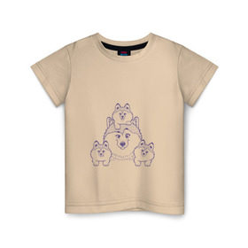 Детская футболка хлопок с принтом Аляскинские маламуты в Санкт-Петербурге, 100% хлопок | круглый вырез горловины, полуприлегающий силуэт, длина до линии бедер | husky | malamute | арт | маламут | собака | хаски