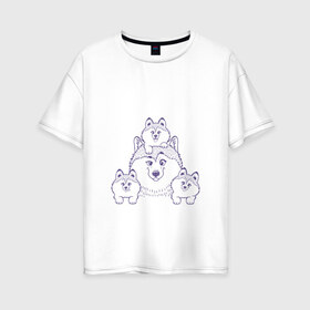 Женская футболка хлопок Oversize с принтом Аляскинские маламуты в Санкт-Петербурге, 100% хлопок | свободный крой, круглый ворот, спущенный рукав, длина до линии бедер
 | husky | malamute | арт | маламут | собака | хаски
